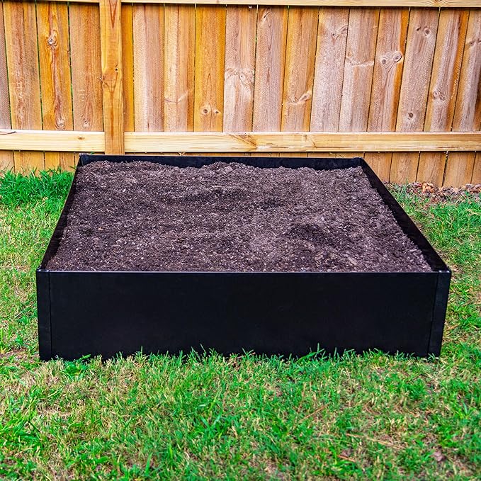14 in. Tall x 4 ft x 4 ft Metal Raised Garden Bed Kit – Large Steel Garden Box with Serrated Ground Edging, Heavy-Duty Raised Bed for Vegetables & Flowers, Made in USA by Tie Down